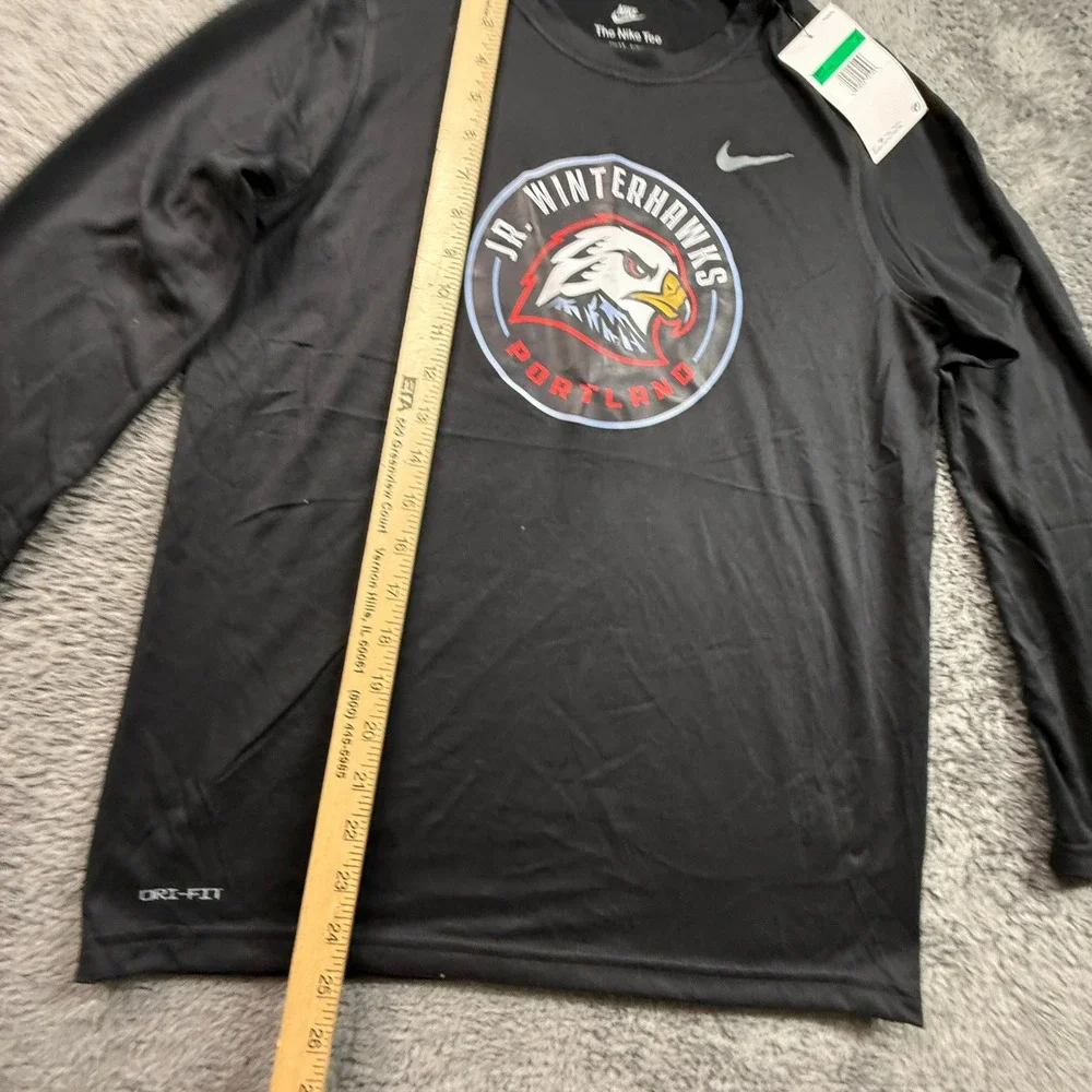 Nike Long Sleeve Shirt Boys XL Black NWT Portland Jr Winterhawks Dri-FIT 840177